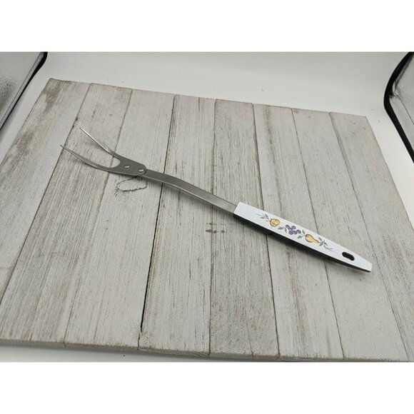 Veggies Handle #1 Stainless Steel Wide Meat Fork 12" USA Fruit Vintage - Picture 1 of 6